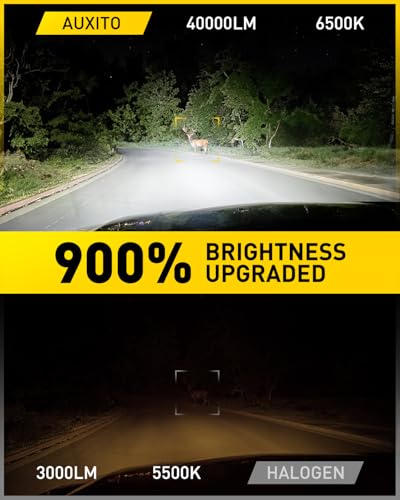 Image of AUXITO 9007 Light Bulbs, 6500K Cool White 40000LM Per Set, HB5 Halogen Raplacement Fog Lights with Fan, Wireless Plug and Play, Canbus Ready, Pack of 2