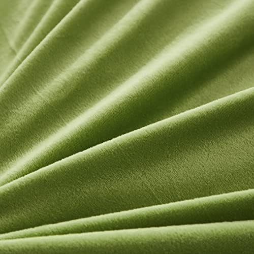 Uhamho Faux Fur Velvet Fluffy Bedding Duvet Cover Set Down Comforter Quilt Cover with Pillow Sham, Ultra Soft Warm (Apple Green, Twin)