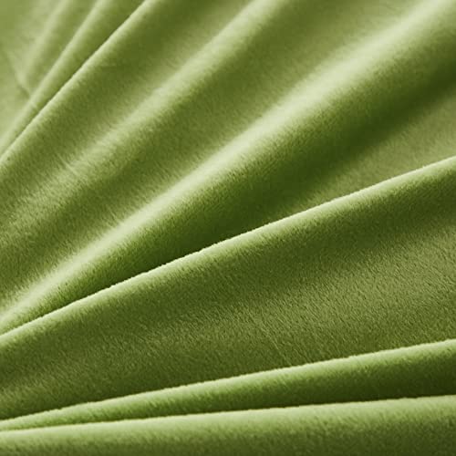 Uhamho Faux Fur Velvet Fluffy Bedding Duvet Cover Set Down Comforter Quilt Cover with Pillow Shams, Ultra Soft Warm (Apple Green, Queen)