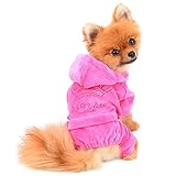 Pegasus Samt Pet Schlafanzüge für kleine Hunde Hoodie,Haustier-Kleidung Sweatshirts für Welpen Katze Schlafanzug Pullover Krone Männchen Weibchen Yorkie Chihuahua Kleidung Bekleidung Pink M