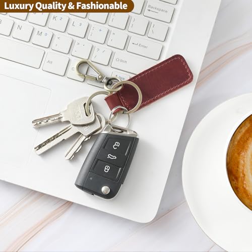 Image of Jack&Chris Genuine Leather Car Keychain, Universal Key Fob Keychain, Leather Key Chain Holder for Men and Women, JC306
