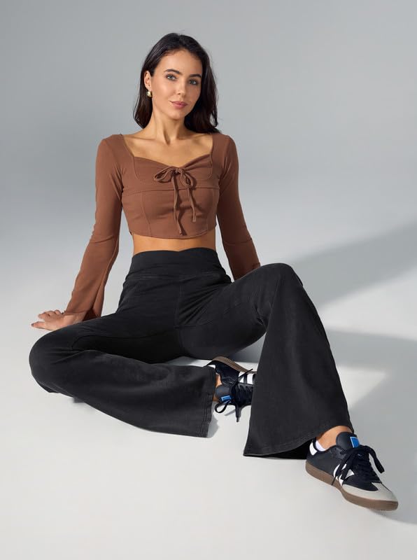 Rammus Jeans acampanados para mujer, de cintura alta, acampanados, pantalones de yoga de moda, leggings elásticos con bolsillos
