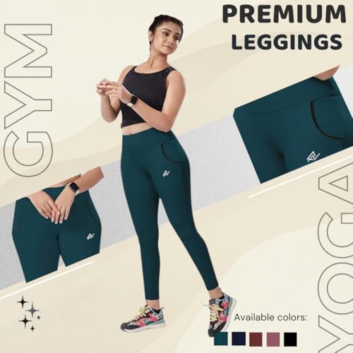 Image of Nexsus Appparels Stretchable Gym Pants for Workout : The Ultimate Yoga Pants | Gym Wear for Woman | Gym Tights for Women with Side Pockets | Available in Plus Size's