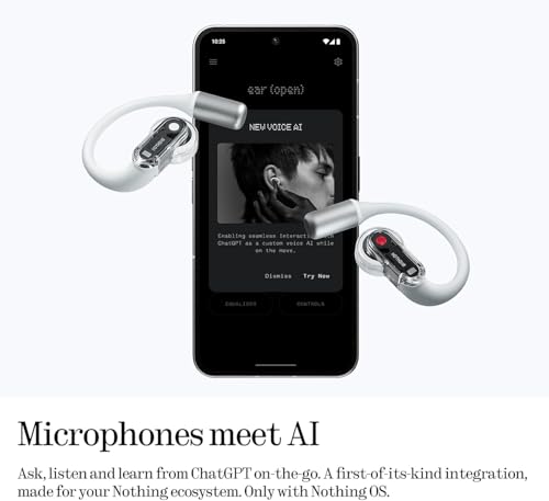 Image of Nothing Ear (open) Ultra-light Open Ear Headphones with Adjustable Earhooks, Multipoint Connection Bluetooth Earbuds with Clear Voice Technology for AI Calls, IP54, Fast Charging, ChatGPT Supported