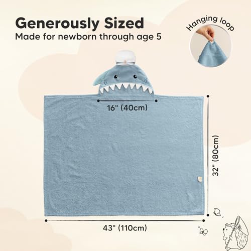Image of KeaBabies Organic Baby Towel with Hood for Girls, Boys, Soft (Skipper) | Absorbent 100% Cotton Hooded Baby Towels for Newborns, Infants, Large Hooded Bath Towels for Babies, Kids, Toddler 1-3