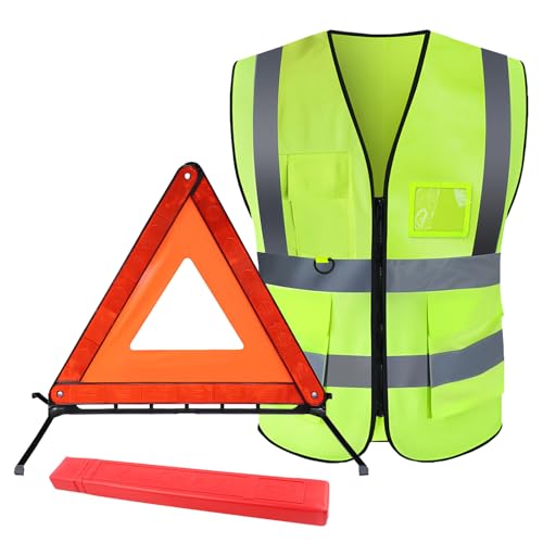 2 in 1 Warning Triangles kit Cars Emergency Breakdown Safety Vest Kit