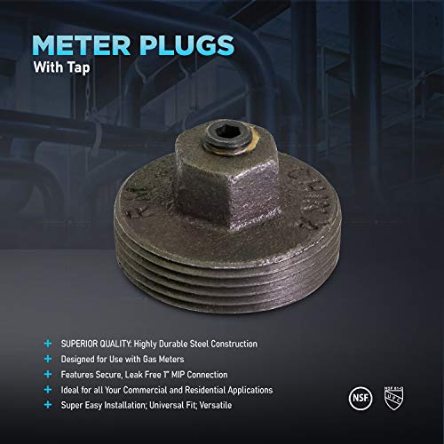 Image of Midline Valve HNQU1201-5 Meter Plug with Tap 1'' MIP Black Steel (5 Pack)