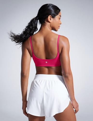 Image of CRZ YOGA Butterbreeze Scoop Neck Sports Bras | Medium Support, Removable Pads, Training, Fast Dry, Spaghetti Straps, U Back, for Women