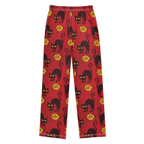 Funny Halloween Cat Red Boys Pants for Kids Jogger Pants with Pockets S-XL