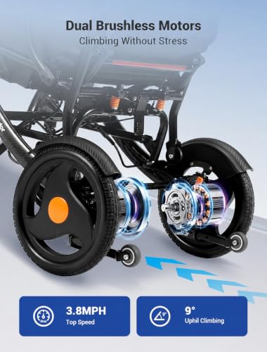 Image of Aotedor Carbon Fiber Electric Wheelchair,37 lbs Lightweight Yet Stable,30 Mile Long Range,Dual 12AH Batteries, Airline Approved Foldable Power Wheelchair for Seniors, Safer & More Comfortable Travel