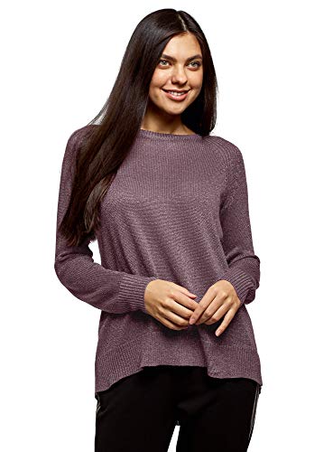 oodji Collection Mujer Jersey con Lúrex y Espalda Larga, Morado, ES 42 / L Cover