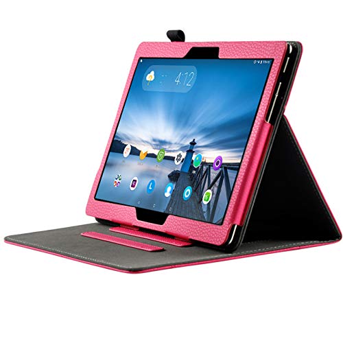 Lobwerk Case for Lenovo Tab M10 TB-X605F Tablet with 10.1 Inch Protective Faux Leather Smart Cover Flip Case with Holder Dark Pink dark pink