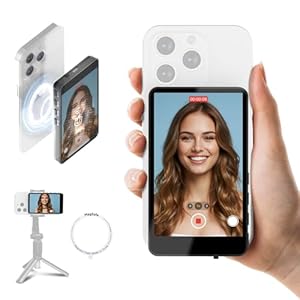 SYNCO XView Vlog Selfie Monitor Screen for iPhone & Android, Magnetic Wireless Rear Camera Phone Monitor with 500M Range, 3H Battery, Built-in Speaker for YouTube TikTok Live Streaming (Black)