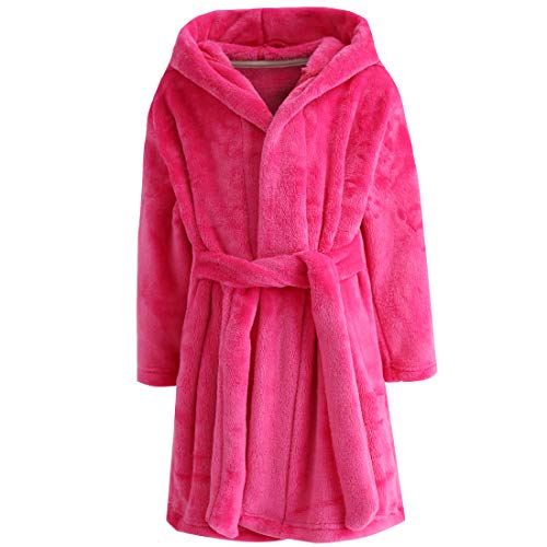 Image of Boys Girls Bathrobes,Toddler Boy Girl Robes,Children's Plush Soft Coral Fleece Hooded Pajamas Sleepwear for Kids