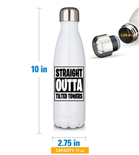Premium White 17oz Double Walled Insulated Cola-Shaped Stainless Water Bottle/Straight Outta Tilted