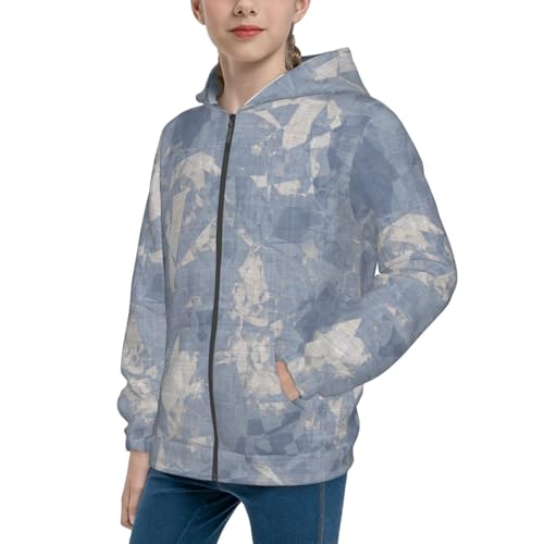 French Linen Print Kids Pullover Hoodies Boys Zip Up Sweatshirts Girls Athletic Clothes with Pocket