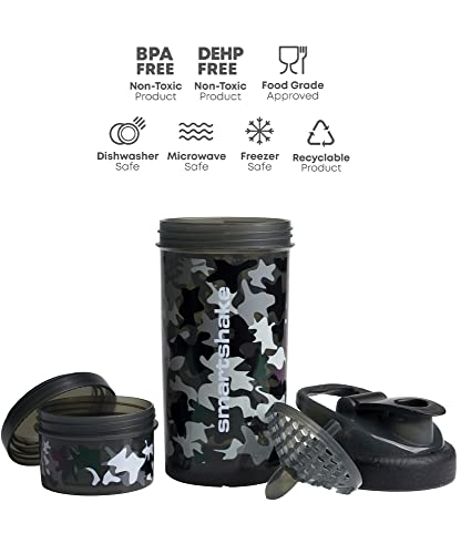 Smartshake Revie Protein Shaker Bottle 750 ml | Leakproof Gym Shaker Drink Bottle for Protein Shakes | BPA Free Protein Powder Shaker Cup for Men & Women | Camo Black - Image 3