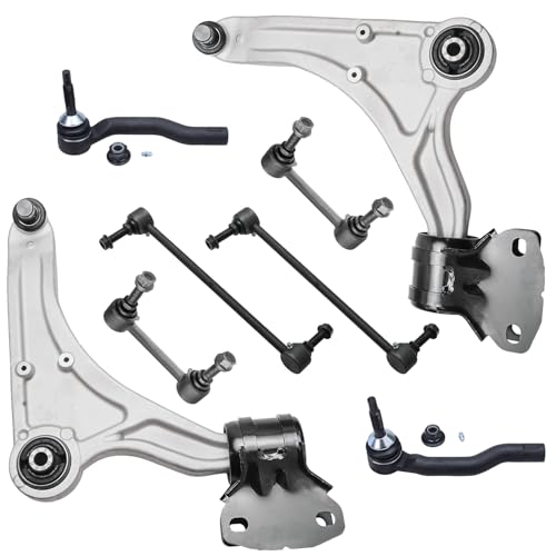 Image of Detroit Axle - 8pc End Suspension Kit for Ford 2013-2020 Fusion Lincoln MKZ, Front 2 Lower Control Arms w /Ball Joints 2 Outer Tie Rods 4 Front Rear Sway Bars 2014 2015 2016 2017 2018 2019 Replacement