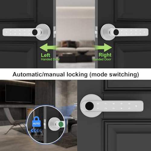 Image of Fingerprint Door knob, Fingerprint Door Lock with Keypads,Keyfob Card,Bluetooth,Key,Biometric Smart Lock for Home Bedroom Apartment