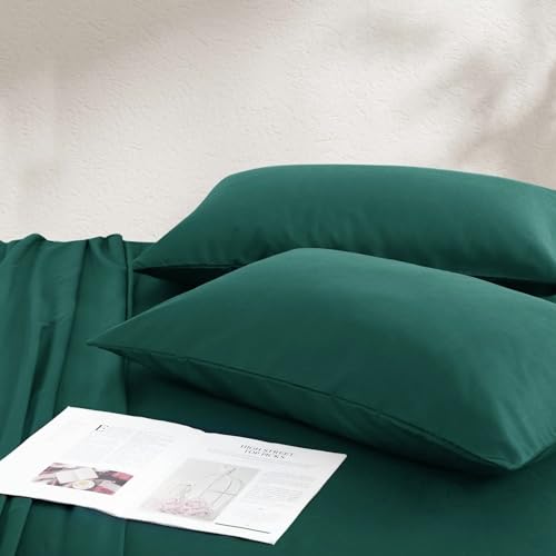 Image of Toddler Travel Pillow 13 x 18 Inches - 400 Thread Count Egyptian Cotton 2 Piece Travel Pillowcase with Zipper Closure Small Pillow Cases Wrinkle Resistant - Green