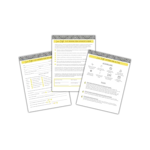 Lemon Fat Dissolver Consent Forms with Intake and Aftercare 75pk 25 Each 8.5x11 for Clients Signature Release at Medi Spas for Weight Loss Bottle