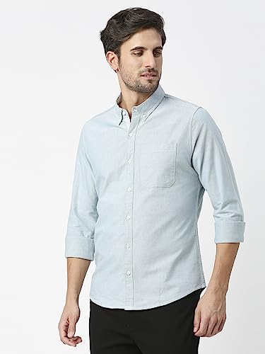 Image of Thomas Scott Men's Premium Slim Fit 100% Cotton Casual Shirt | Button-Down Collar | Full Sleeves | Solid Shirt for Men
