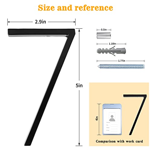 5" Floating Stainless Steel Address House Number, Modern Metal Anti-Rust House Numbers with Nail Kits for Door Garden Mailbox Decor Visibility Signage (7) - Image 2