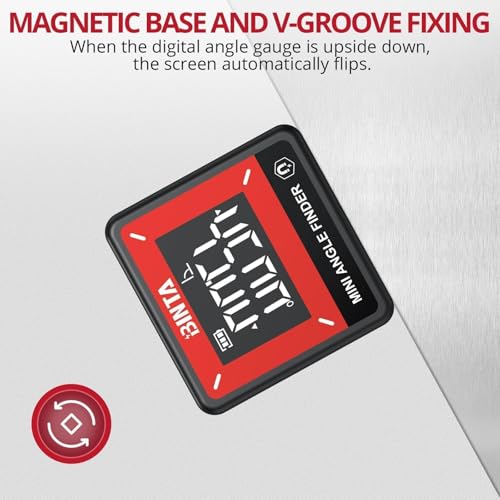 Image of BINTA Small Digital Angle Finder Magnetic, Rechargeble IP54 Waterproof Dustproof Digital Angle Gauge Inclinometer, Portable Backlight Angle Measuring Tool for Woodworking, Construction, Machinery, DIY
