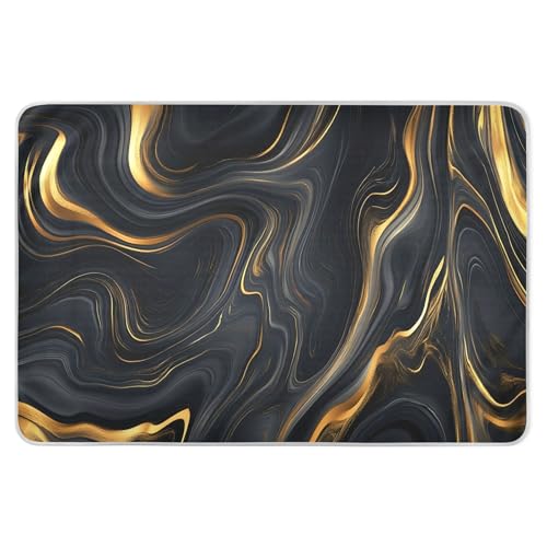 Takiito Gold Black Marble Bed Pad Reusable Bed Underpad Washable Waterproof Leak-Proof Quick Dry Incontinence Pee Pad for Toddlers Kids Adults Pets 34x52 in
