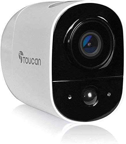 TOUCAN Wireless Outdoor Security Camera, Weatherproof 1080P FHD Video, Motion Detection, Night Vision, 2-Way Audio, Siren Alarm, 2.4Ghz WiFi, Works with Alexa