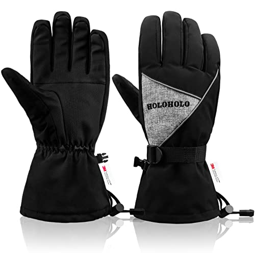 HoloHolo Gants d'hiver Gants de Ski Mens 3M Thinsulate Écran Tactile Gants de Cyclisme Gants Thermiques imperméables et Coupe-Vent pour Le Ski Course à Pied Randonnée Cyclisme Cover