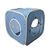 Cat Cube Pop Up Non-woven Fabric Play Tent Toy with Hook and Loop,3 Peek Holes Collapsible,Lightweight,Provide Exercise Game for Cats,Kitties,Puppies (Blue)
