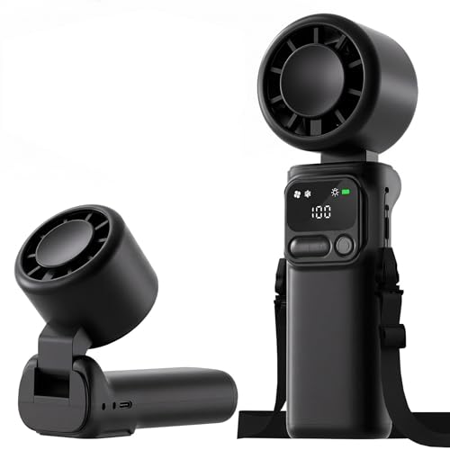 Portable Handheld Turbo Fan, Speed Adjustment (1-199) Powerful Mini Hand held Fan, 22000 RPM High Speed Moter, 3 IN 1 Hand Fan with Air Turbo Fan for Outdoor Activities, Travel, Working (Black) by EYLAEM - Used condition - US$12.47