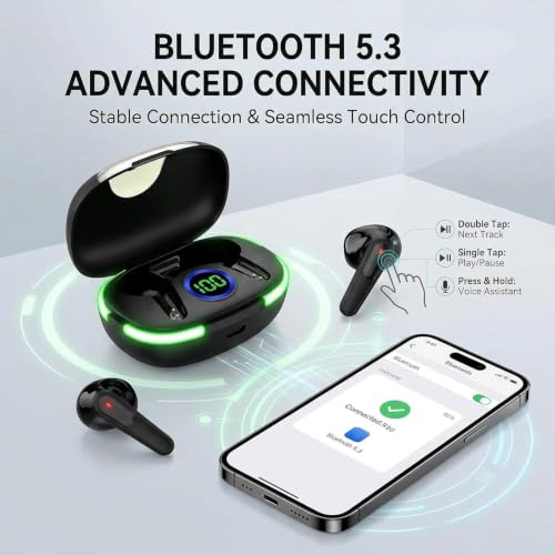 Image of Wireless Earbuds with Deep Bass, Stereo Sound, and Noise-Canceling Design