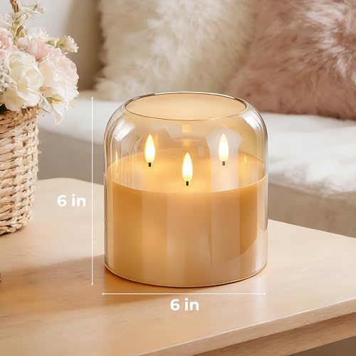 Bougie pilier LED extra large 15x15 cm à 3 mèches vacillantes avec télécommande - 4