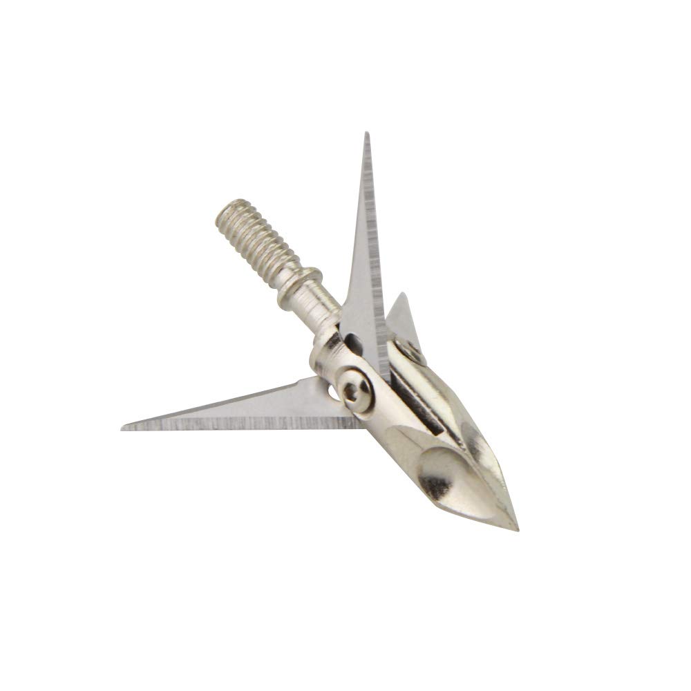 AMEYXGS 12 Pcs Chasse Broadheads 100 Grain 3 Lames Affûtées Têtes de Flèches Tough Steel Arrow Tips pour Arc à Poulies et Arbalète