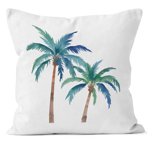 QGFM Tropical Beach Palm Tree Pillow Covers 18x18, Coastal Beach Room Decor, Summer Coastal Palm...