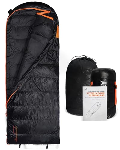 ZTTENLLY Down Sleeping Bag for Adults - Lightweight and Compact for Backpacking, Camping and Hiking - 550/600 FP, 0/20/30 Degree and 4-Season Sleeping Bag for Cold Weather