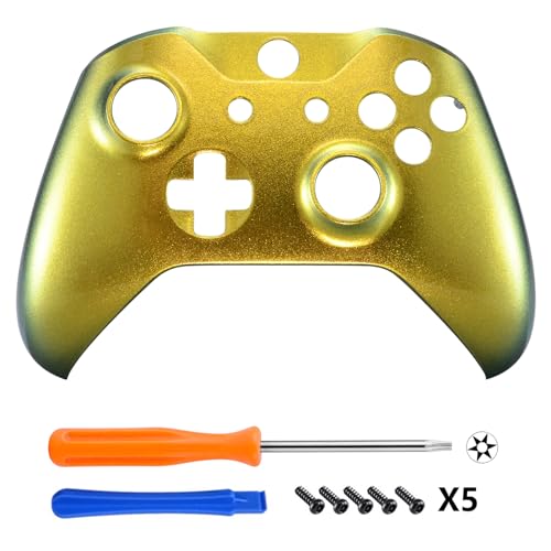 Image of eXtremeRate Gold Green Front Housing Shell Faceplate for Xbox One S & Xbox One X Controller (Model 1708) - Controller NOT Included