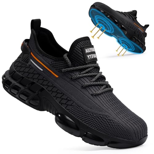 Image of Steel Toe Work Shoes for Men Lightweight Safety Shoes with Puncture Resistant Sole Comfortable Construction Industrial Work Shoe for Warehouse