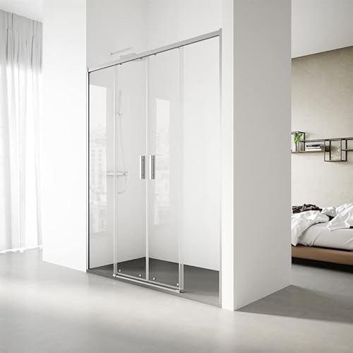 Mampara de ducha frontal corredera- 135-138 cm- Perfil Plata Alto Brillo- Vidrio templado 6 mm Transparente - Antical Cover
