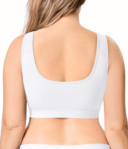 Image of BRABIC Wireless Zip Front Closure Bras for Women No Underwire Full Coverage Comfort Everyday Post Surgery Compression Bra