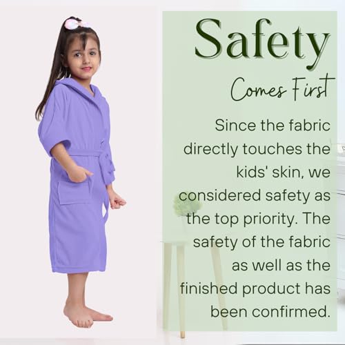 Image of CREEVA Premium Unisex Kids Hooded Bathrobe - Soft, Absorbent & Comfortable with Pocket and Adjustable Belt