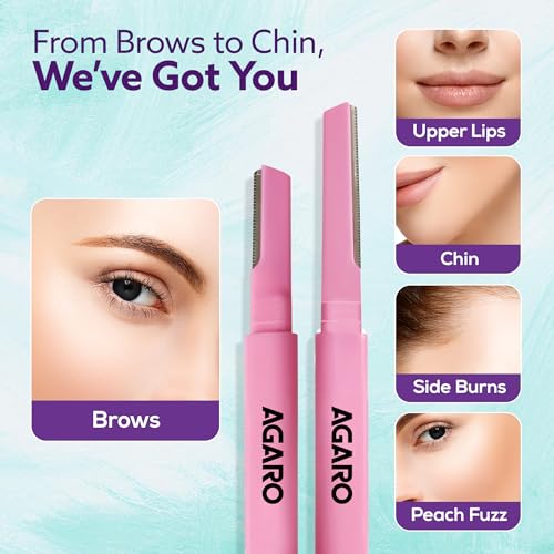 Image of AGARO Imperial Face & Eyebrow Razor for Women (Pack of 3) | Dual Blade Head with German Blades | Easy Facial Hair Shaping & Shaving | Reusable up to 5 Times | Rust-Free Durable Blades