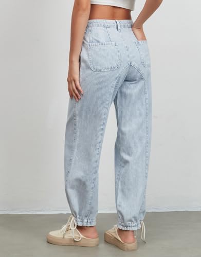 Kedera Women's Striped Jeans Trendy Mid Rise Straight Leg Casual Jean Joggers Wide Leg Baggy Pants Boyfriend Denim Pants2