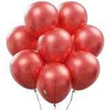 12 Inch Pearlized Latex Balloons (Premium Helium Quality), Pack of 100, Metallic Red