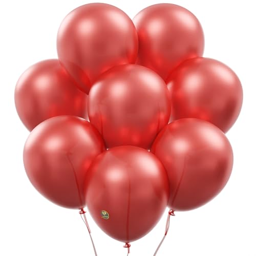 AFTERLOON® Biodegradable Balloons Pearlized Red 12 Inch 100 Pack, Pearlescent Thickened Extra Strong Latex Helium Float, for Baby Shower Gender Reveal Garland Arch Wedding Birthday Party Decorations