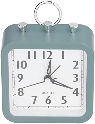 Buachois Analog Alarm Clock, 3.85 in Green Simple Style Analog Silent Small Bedside Desk Clock Battery Operated, Non Ticking Analog Small Table Clock for Bedroom,Bedside, Desk,Shelf - Super Silent
