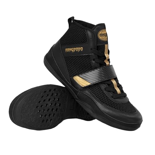 Mens Breathable Boxing Shoes, Professional Wrestling Shoes Fighting Training Combat Boots High Top Fitness Sports Sneakers