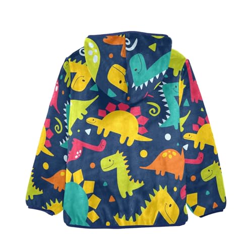 Colorful Dinosaurs Girls Fleece Jacket Girls Fall Jacket Girls Zip Up Hoodie Girls Sherpa Jacket 2-10T2